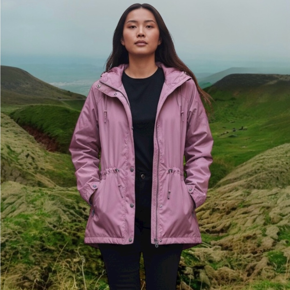 Columbia Women’s Jacket Medium Pink Long Sleeve Windbreaker Hooded Full Zip
